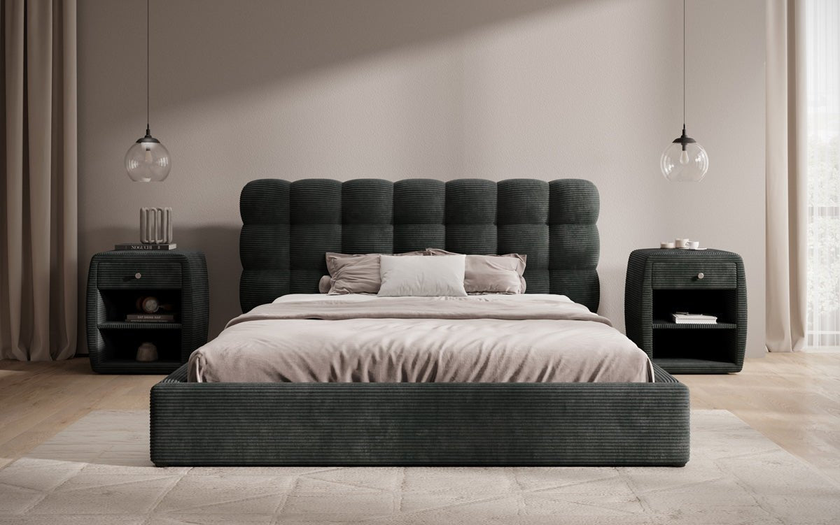 Designer Polsterbett Calivo in Cord mit Stauraum