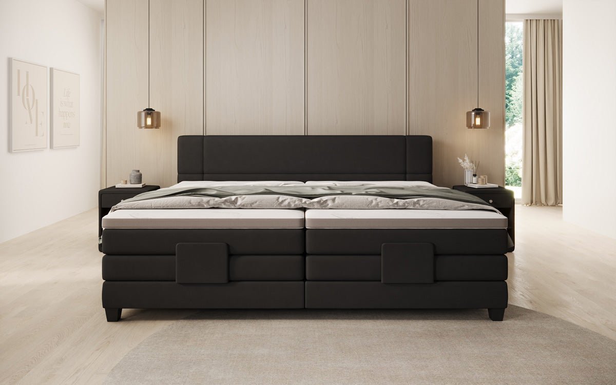 Family box spring bed Noela 220/240x200 electrically adjustable in fabric