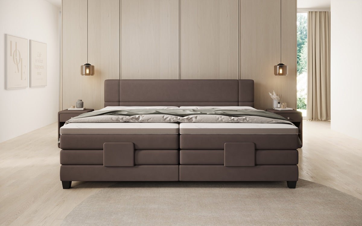 Family box spring bed Noela 220/240x200 electrically adjustable in fabric