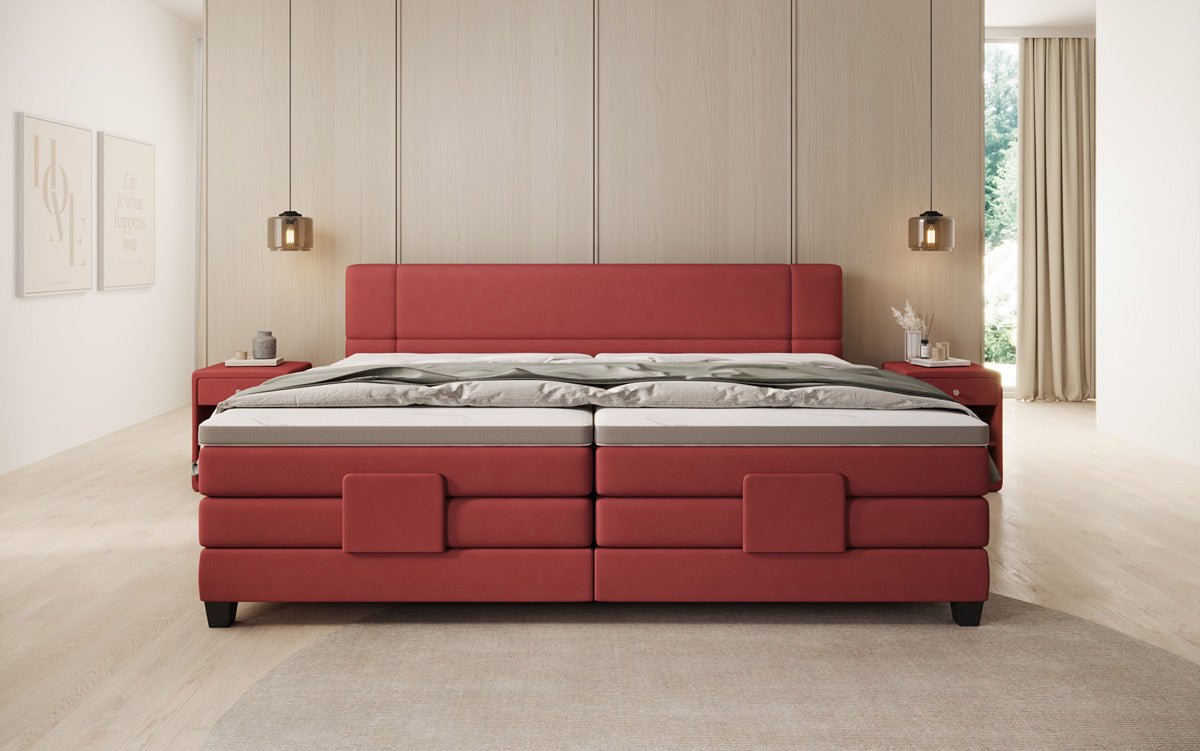 Family box spring bed Noela 220/240x200 electrically adjustable in fabric
