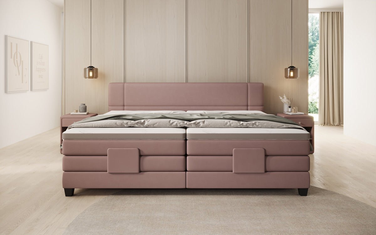 Family box spring bed Noela 220/240x200 electrically adjustable in fabric