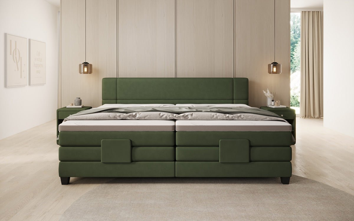 Family box spring bed Noela 220/240x200 electrically adjustable in fabric
