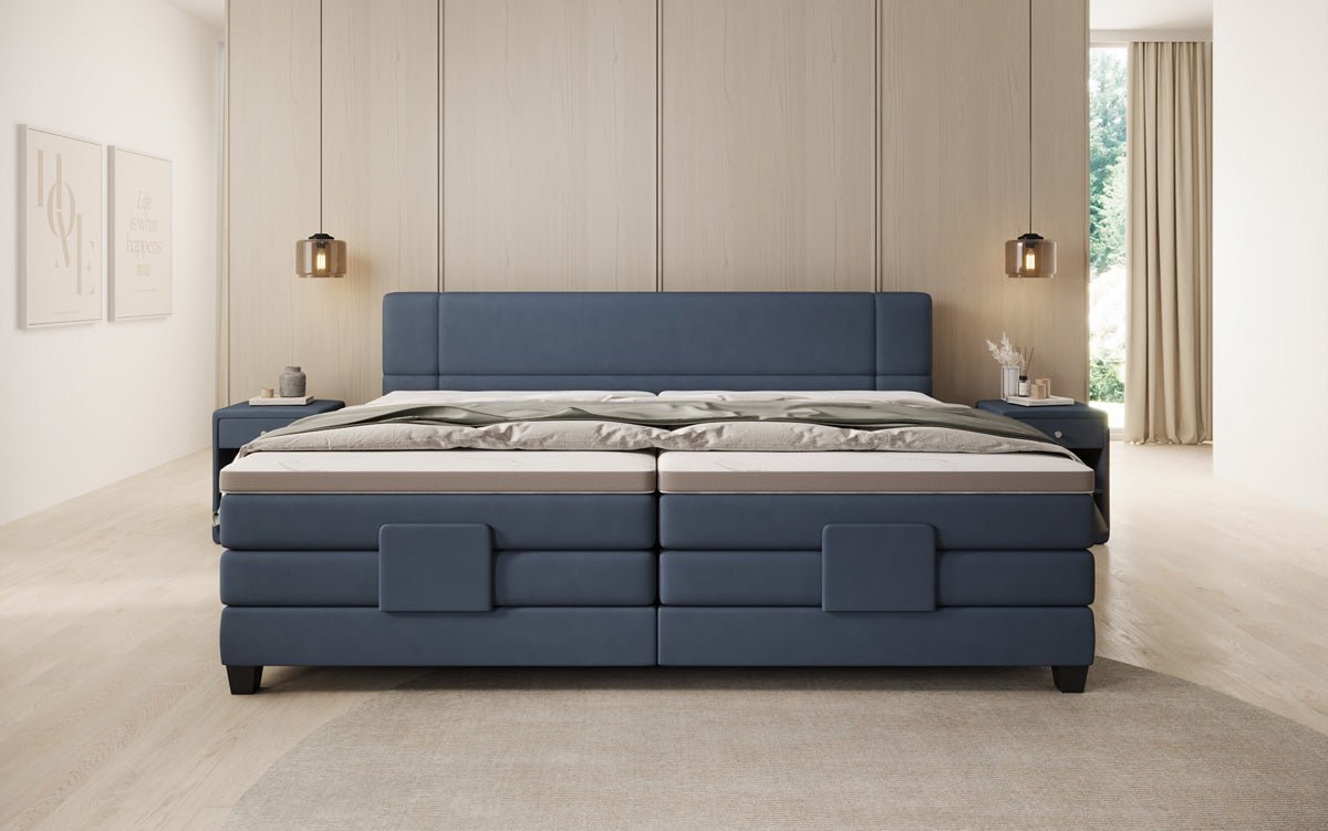 Family box spring bed Noela 220/240x200 electrically adjustable in fabric