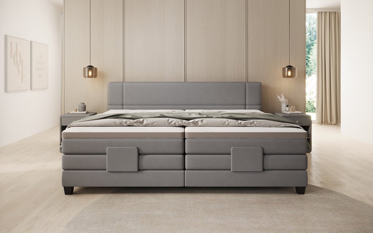 Family box spring bed Noela 220/240x200 electrically adjustable in fabric