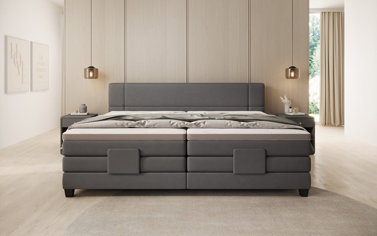 Family box spring bed Noela 220/240x200 electrically adjustable in fabric