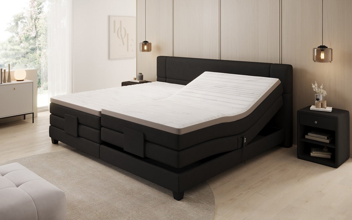 Family box spring bed Noela 220/240x200 electrically adjustable in fabric