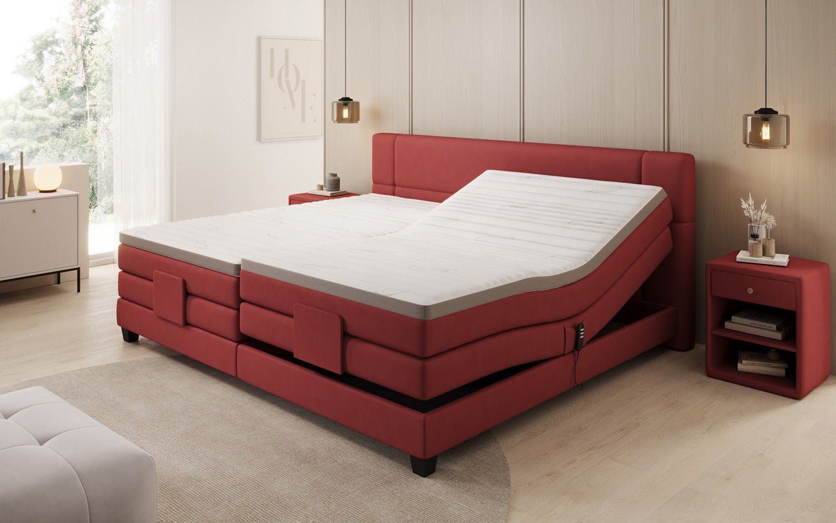 Family box spring bed Noela 220/240x200 electrically adjustable in fabric