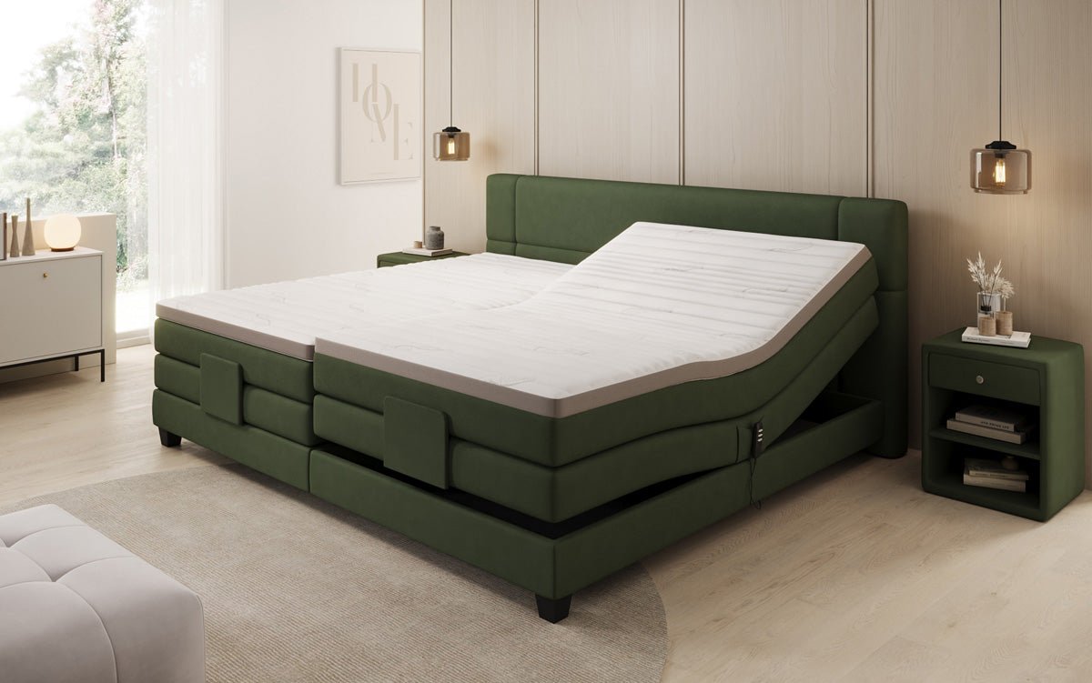 Family box spring bed Noela 220/240x200 electrically adjustable in fabric
