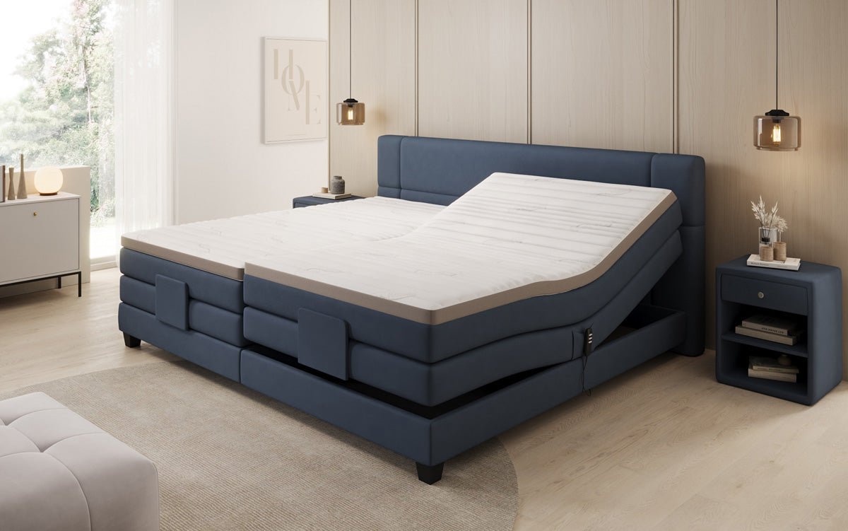 Family box spring bed Noela 220/240x200 electrically adjustable in fabric