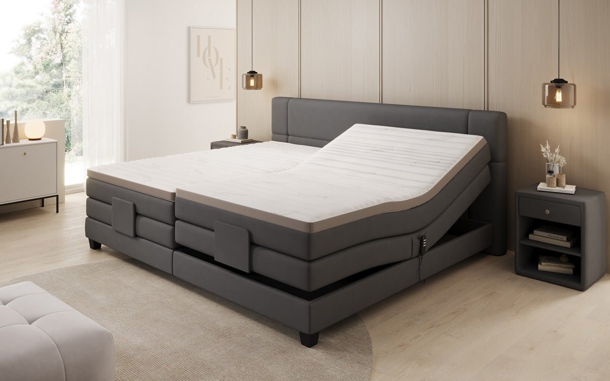 Family box spring bed Noela 220/240x200 electrically adjustable in fabric