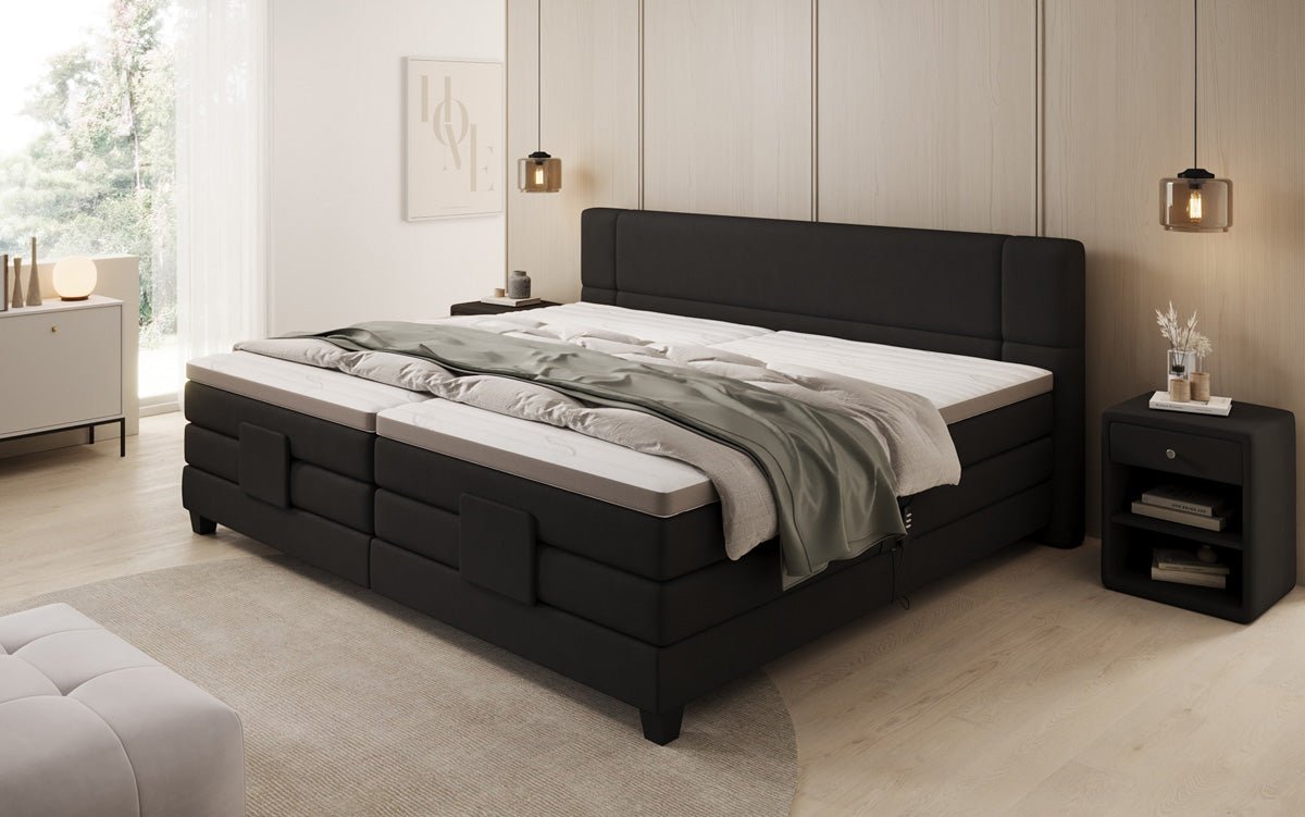 Family box spring bed Noela 220/240x200 electrically adjustable in fabric
