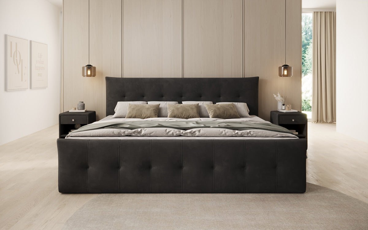 Family Box Spring Bed Valenza – 220/240x200 with Storage in Velvet