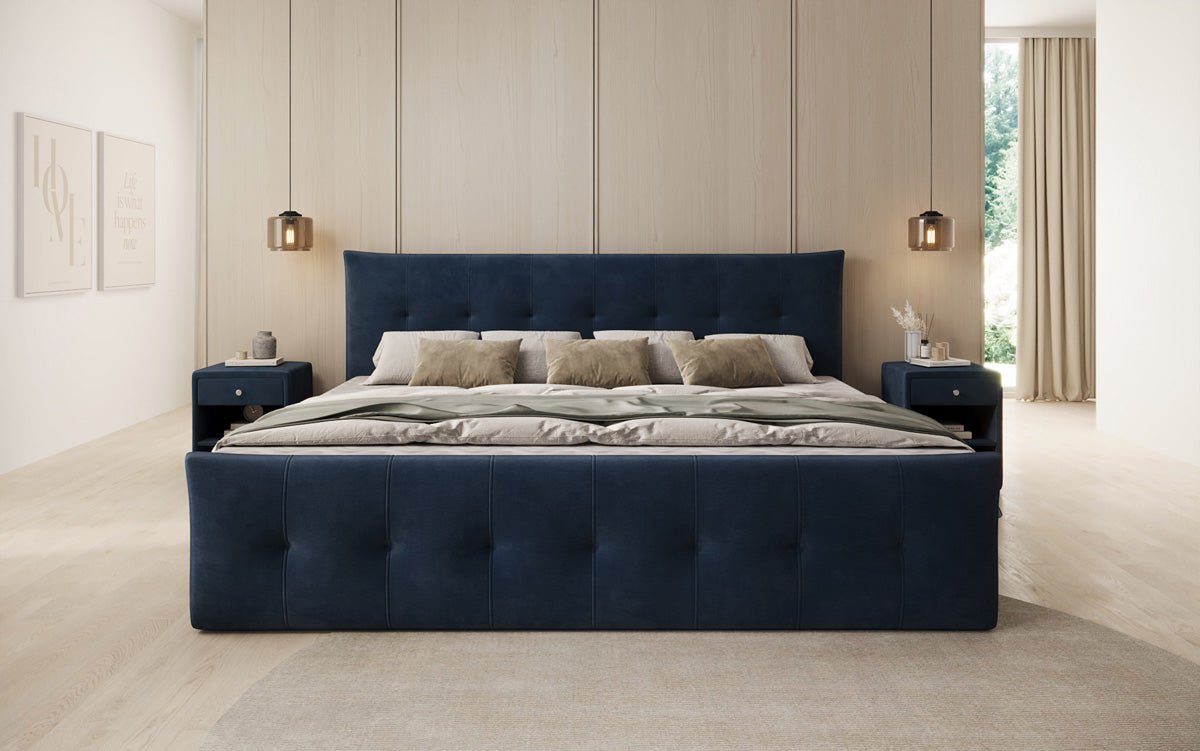 Family Box Spring Bed Valenza – 220/240x200 with Storage in Velvet