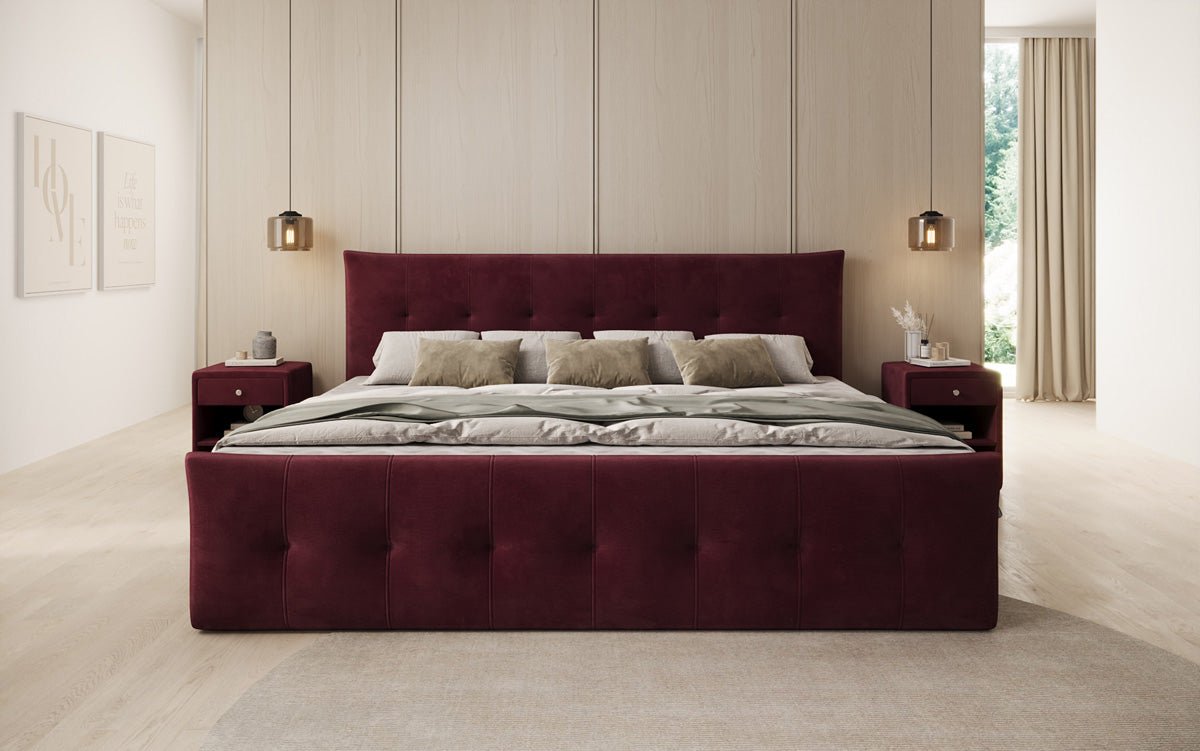 Family Box Spring Bed Valenza – 220/240x200 with Storage in Velvet