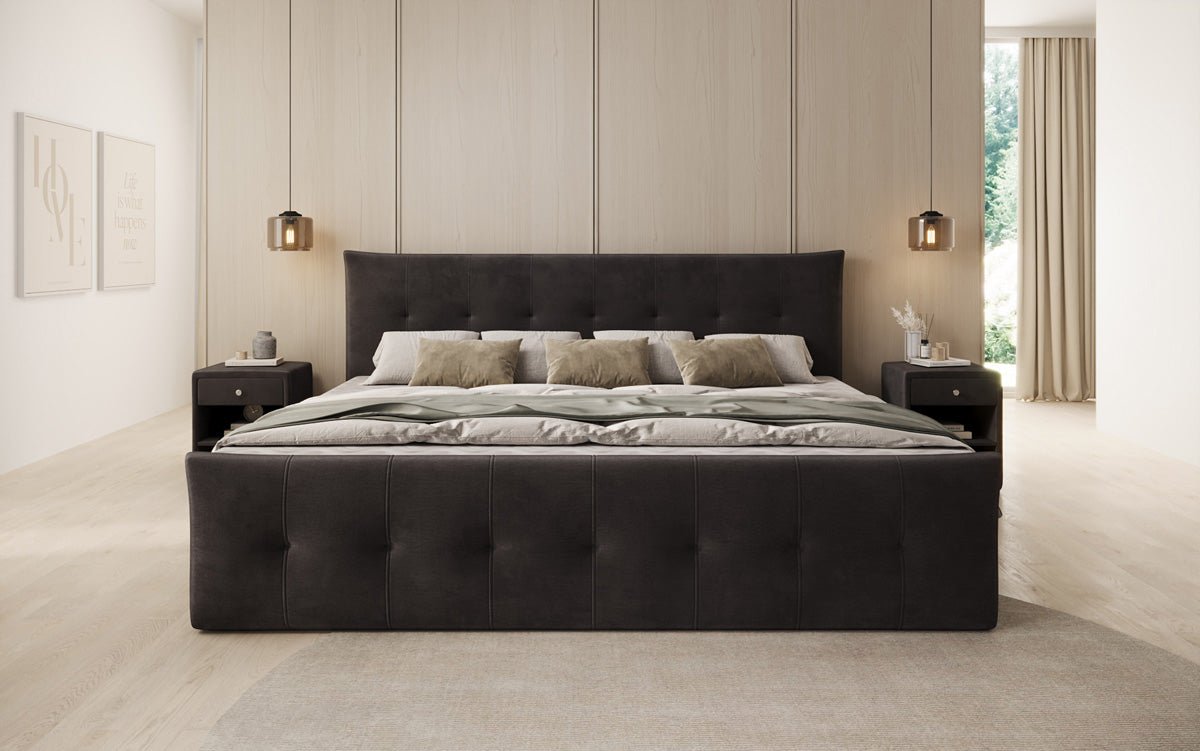 Family Box Spring Bed Valenza – 220/240x200 with Storage in Velvet