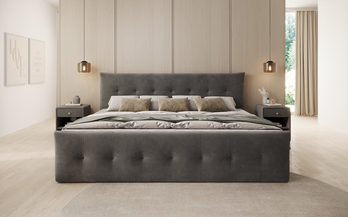 Family Box Spring Bed Valenza – 220/240x200 with Storage in Velvet