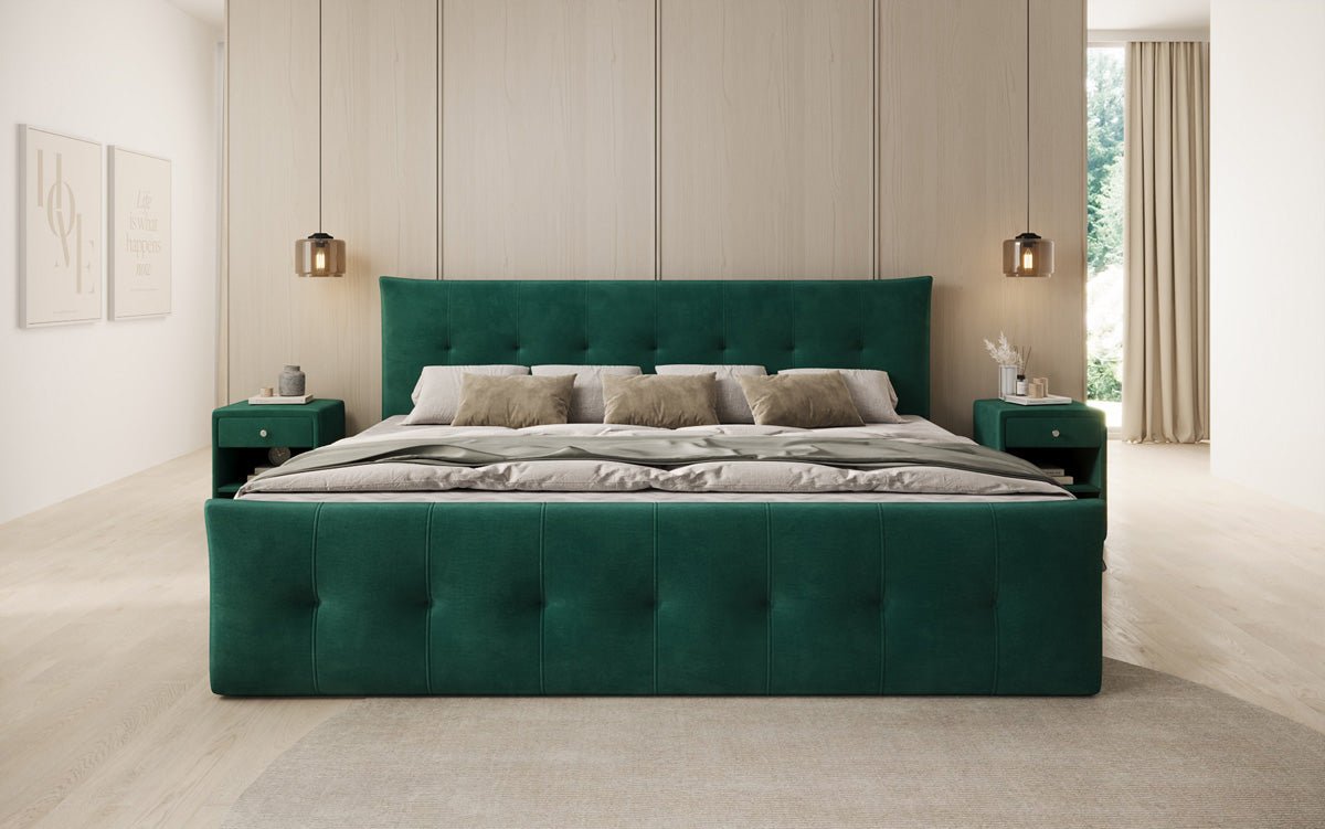 Family Box Spring Bed Valenza – 220/240x200 with Storage in Velvet