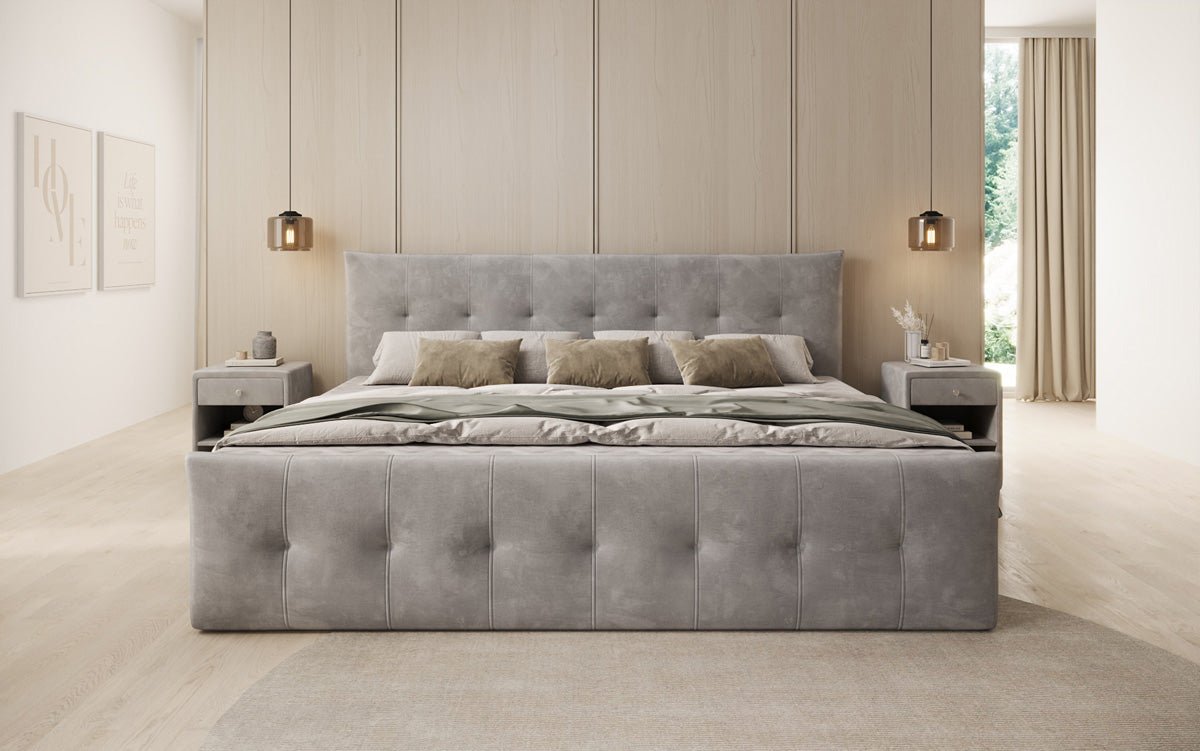 Family Box Spring Bed Valenza – 220/240x200 with Storage in Velvet
