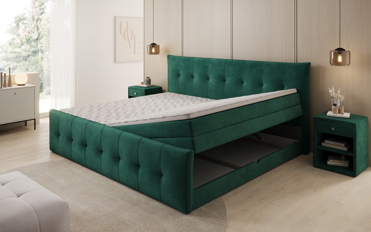 Family Box Spring Bed Valenza – 220/240x200 with Storage in Velvet