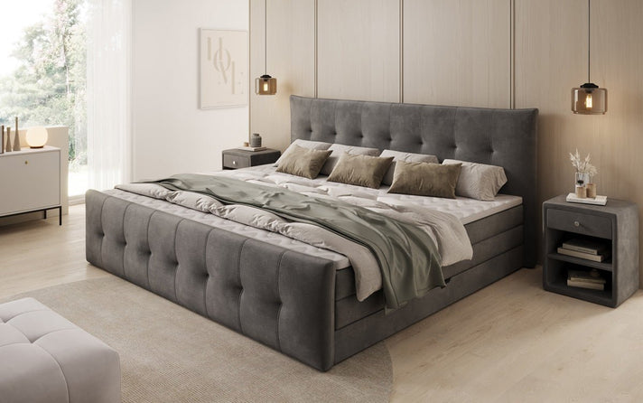 Family Box Spring Bed Valenza – 220/240x200 with Storage in Velvet
