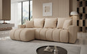 Designer Ecksofa Giulio mit Schlaf- und Klappfunktion in Bouclé