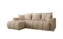Designer Ecksofa Giulio mit Schlaf- und Klappfunktion in Bouclé