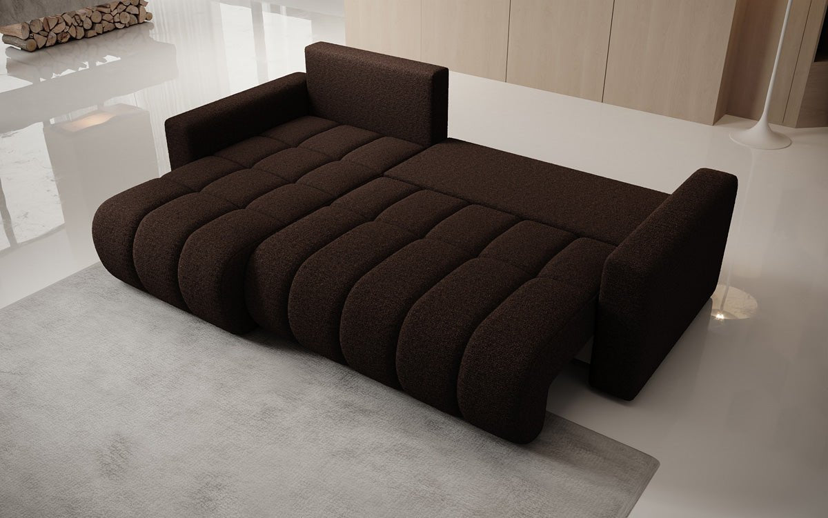 Designer Sofa Giulio L mit Schlaf- und Klappfunktion in Bouclé