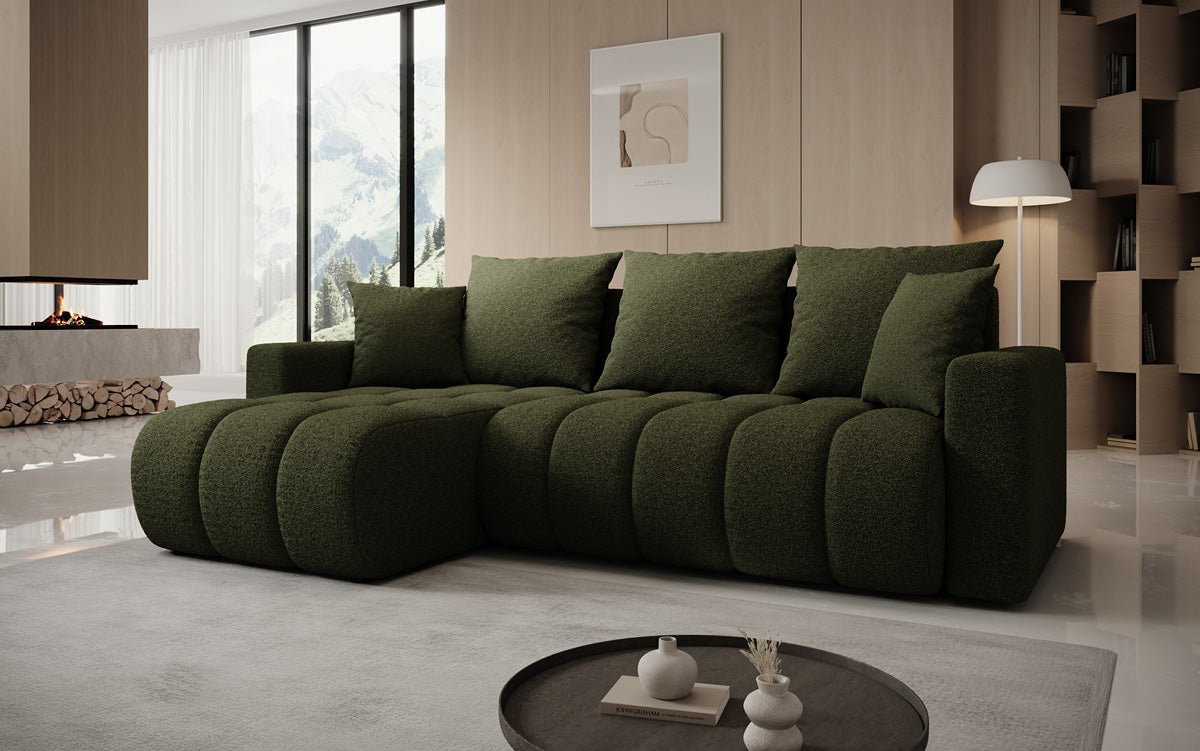 Designer Sofa Giulio L mit Schlaf- und Klappfunktion in Bouclé