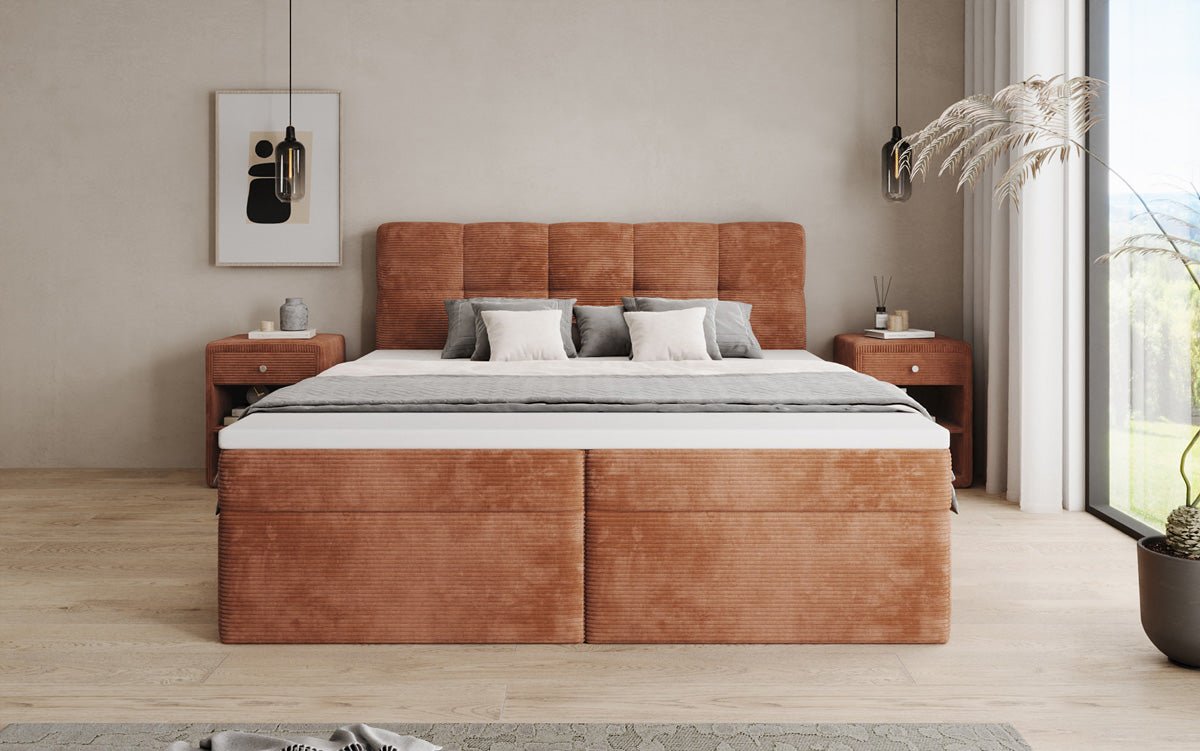 Boxspringbett Cozy II in Cord mit Stauraum