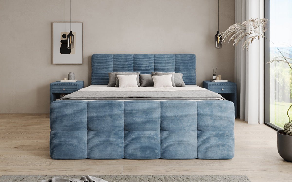 Boxspringbett Cozy in Cord mit Stauraum
