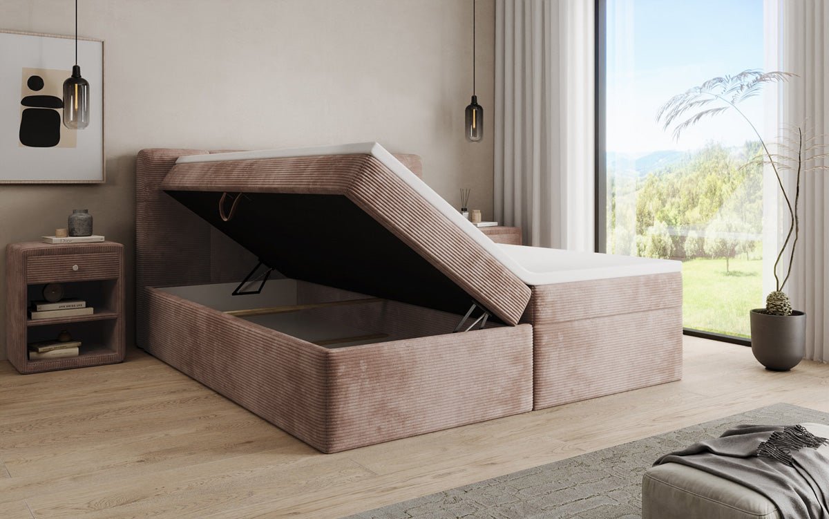 Boxspringbett Cozy II in Cord mit Stauraum
