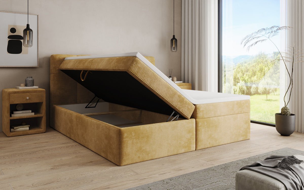Boxspringbett Cozy II in Cord mit Stauraum