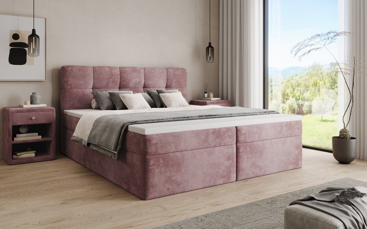 Boxspringbett Cozy II in Cord mit Stauraum