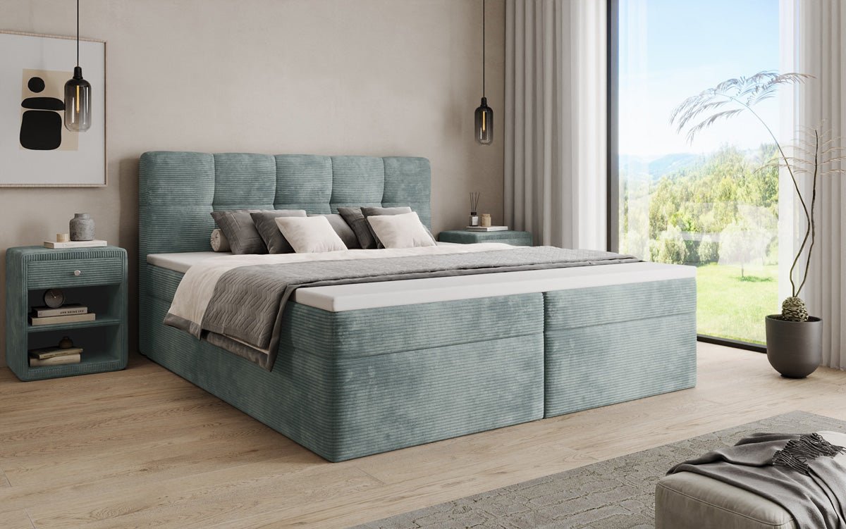 Boxspringbett Cozy II in Cord mit Stauraum
