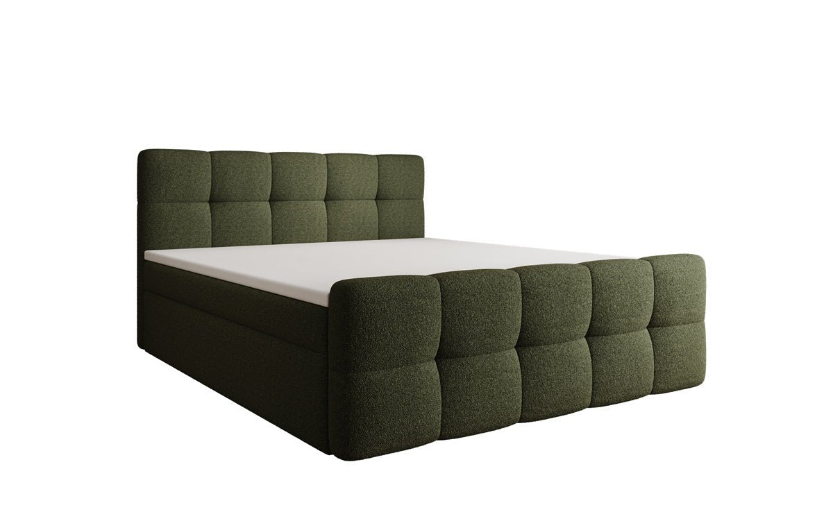 Boxspringbett Cozy in Teddy Bouclé mit Stauraum