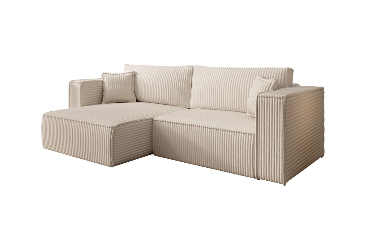 Designer sofa Paris in wide corduroy with sleeping and folding function