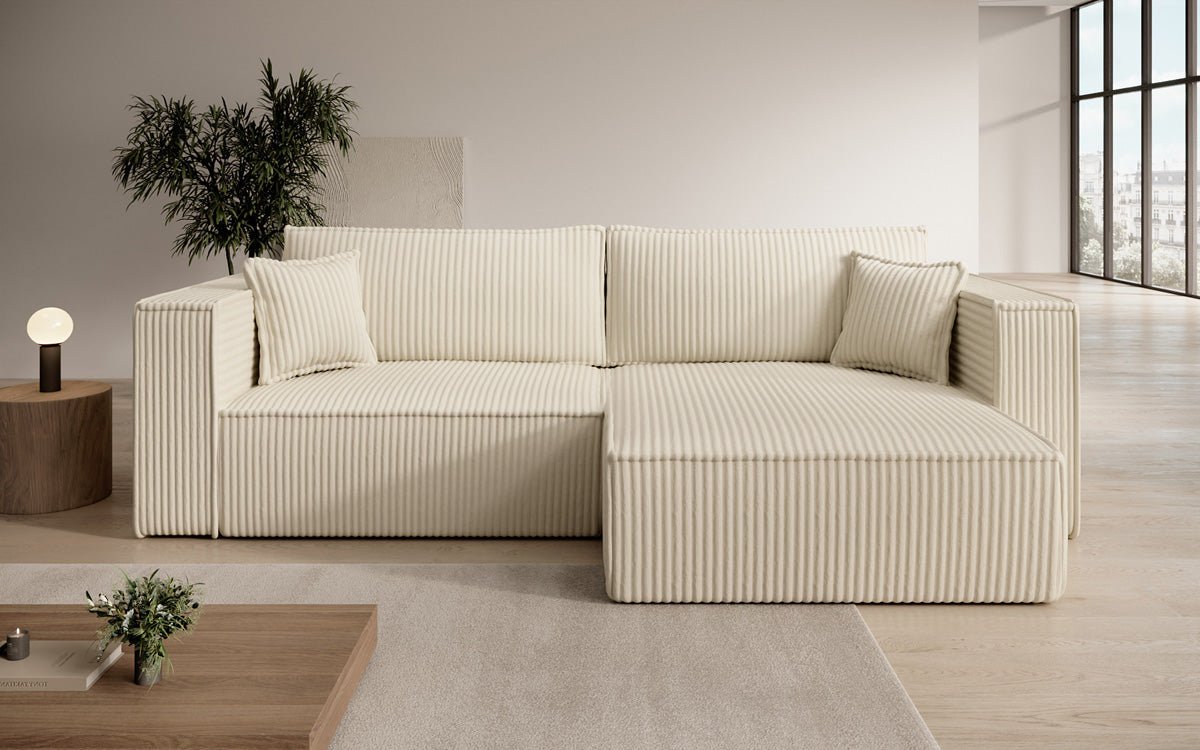 Designer sofa Paris in wide corduroy with sleeping and folding function