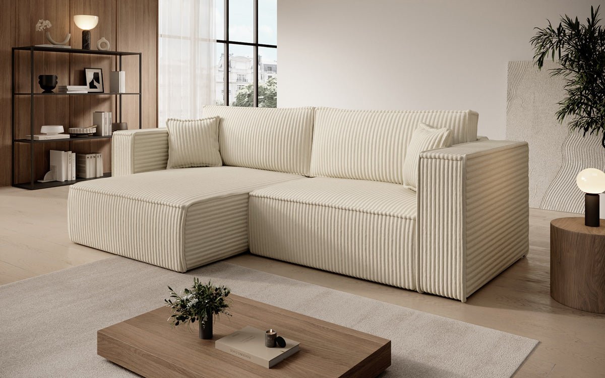 Designer sofa Paris in wide corduroy with sleeping and folding function