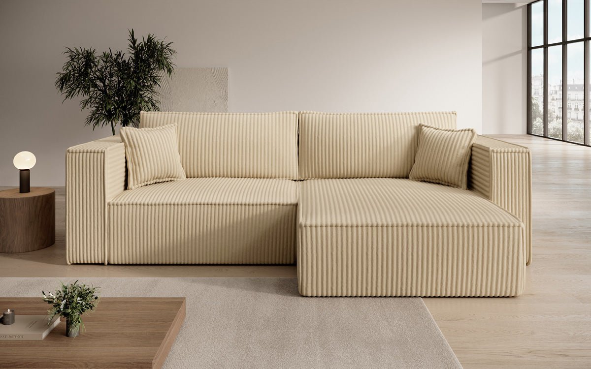 Designer sofa Paris in wide corduroy with sleeping and folding function