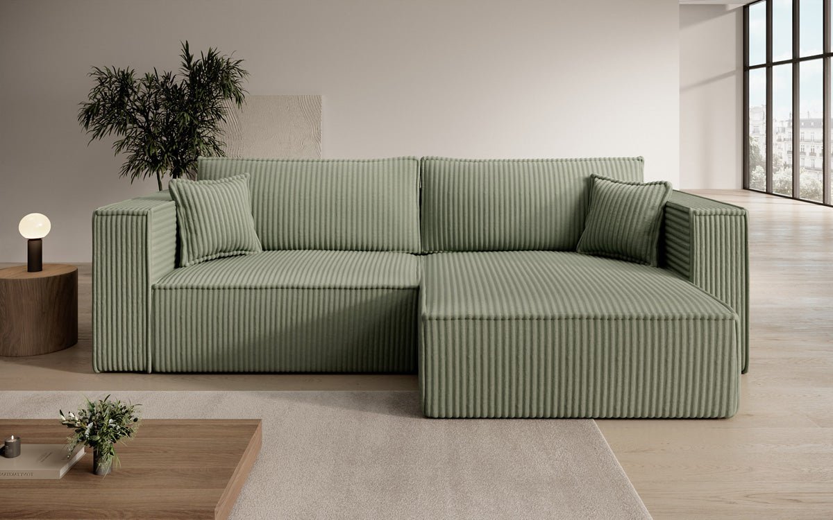 Designer sofa Paris in wide corduroy with sleeping and folding function