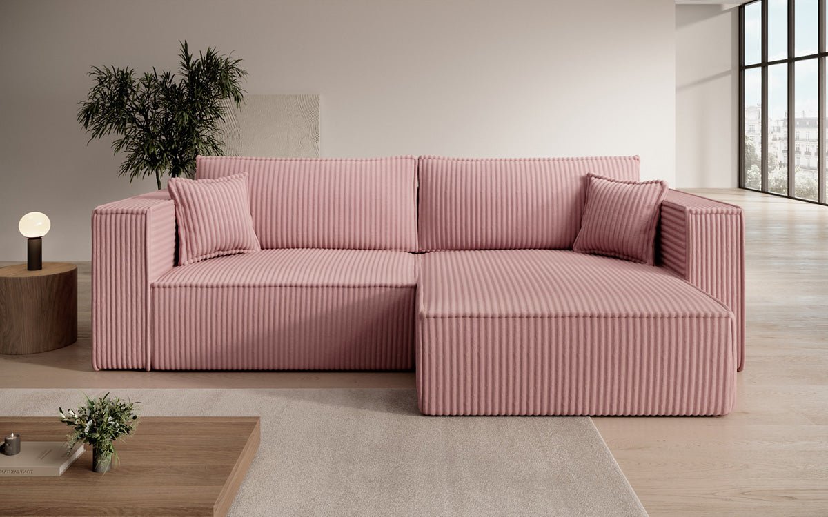Designer sofa Paris in wide corduroy with sleeping and folding function