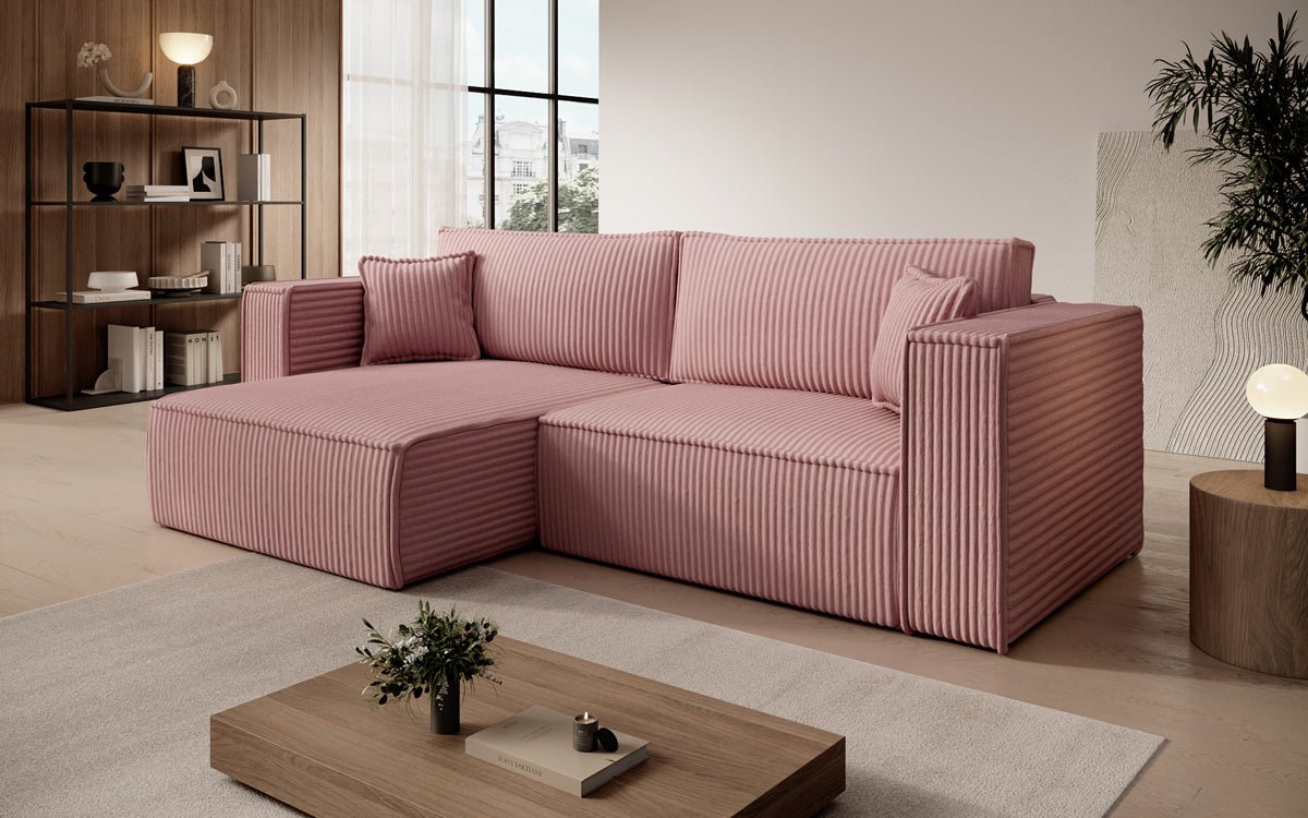 Designer sofa Paris in wide corduroy with sleeping and folding function