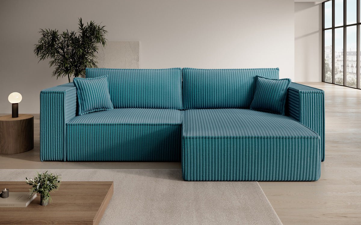 Designer sofa Paris in wide corduroy with sleeping and folding function