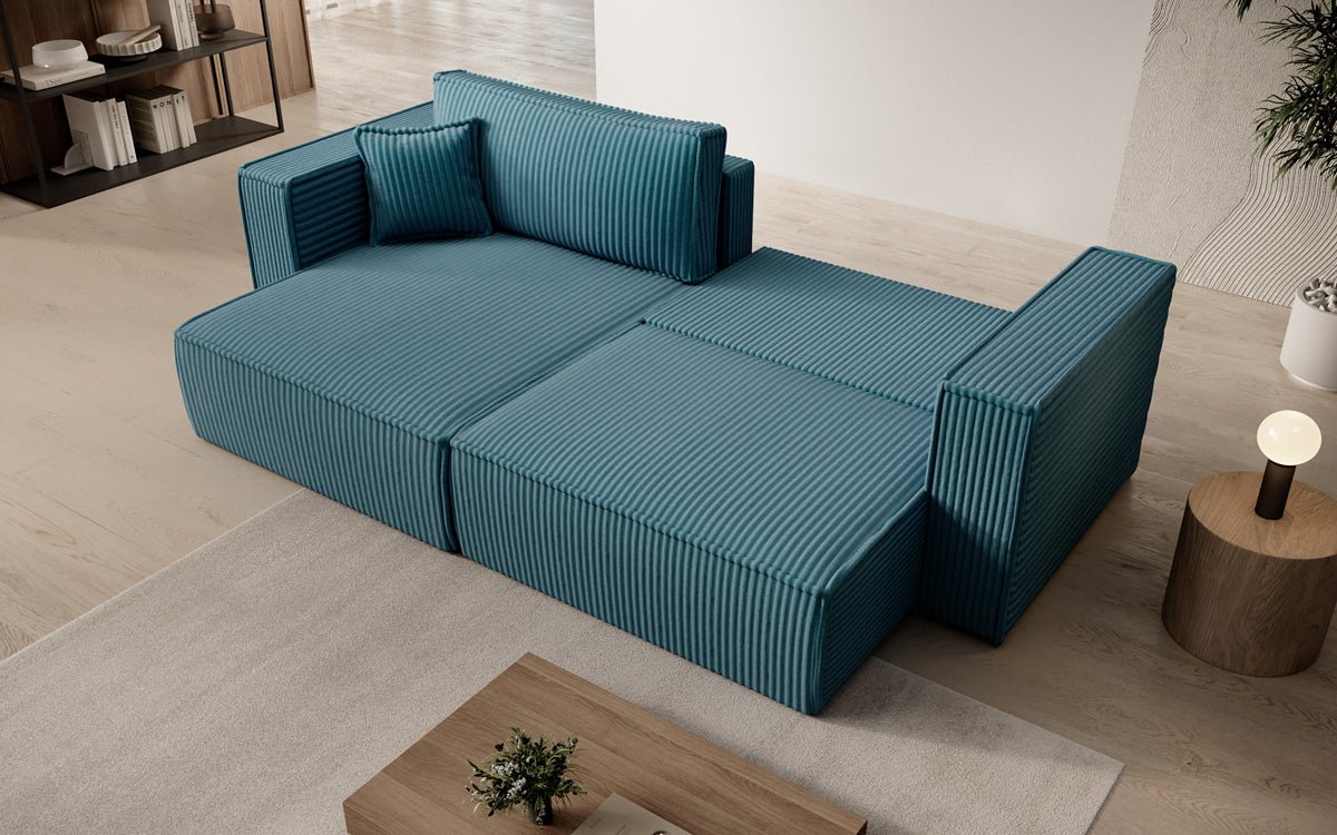 Designer sofa Paris in wide corduroy with sleeping and folding function