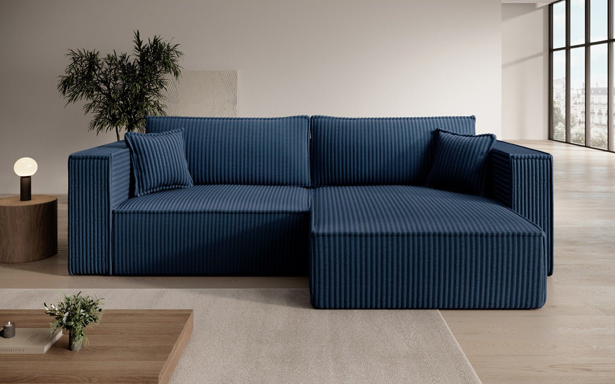 Designer sofa Paris in wide corduroy with sleeping and folding function