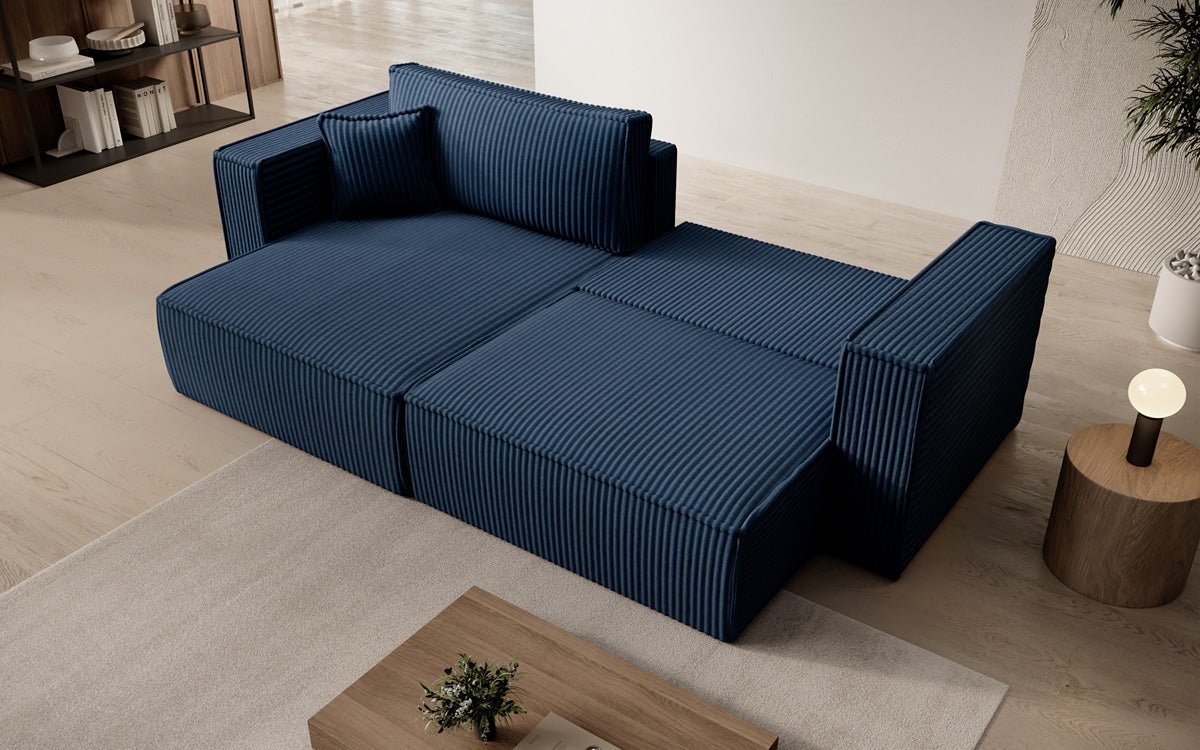 Designer sofa Paris in wide corduroy with sleeping and folding function