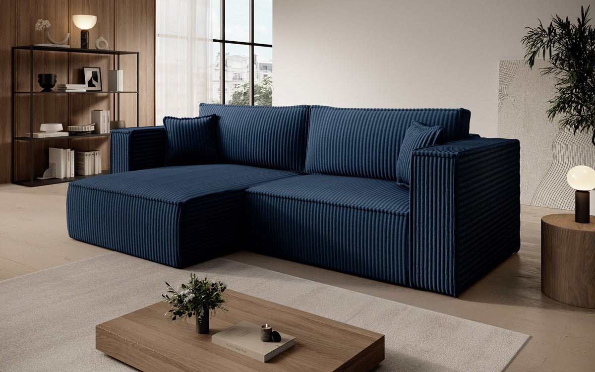 Designer sofa Paris in wide corduroy with sleeping and folding function