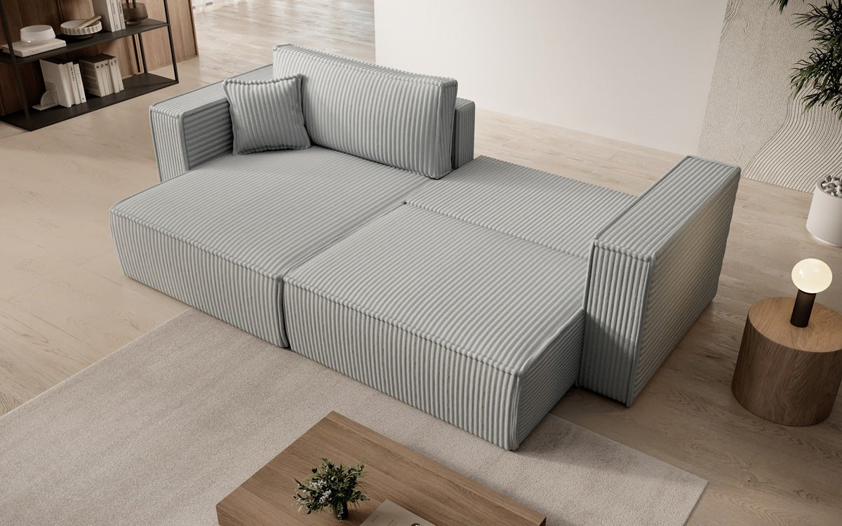 Designer sofa Paris in wide corduroy with sleeping and folding function