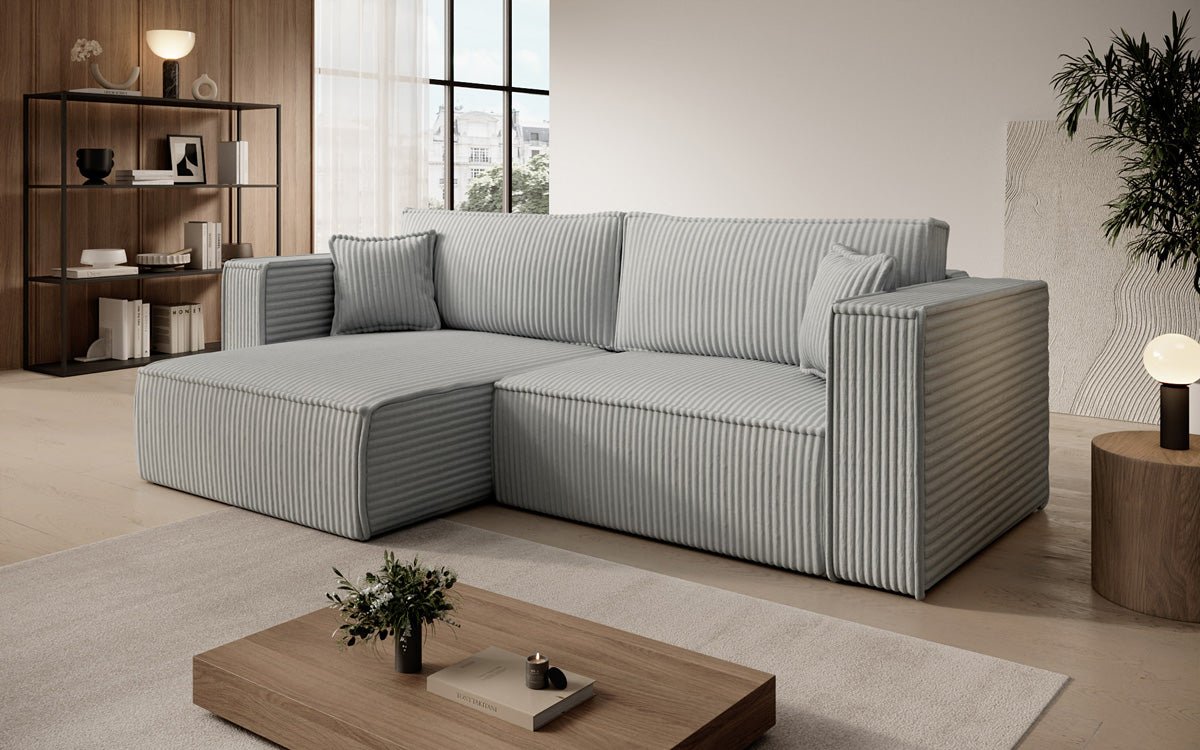 Designer sofa Paris in wide corduroy with sleeping and folding function