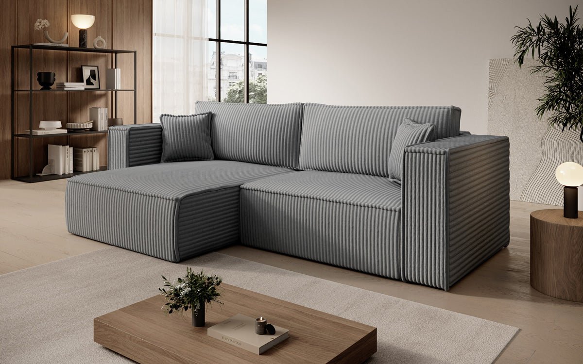 Designer sofa Paris in wide corduroy with sleeping and folding function